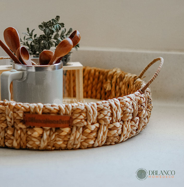 BANDEJAS REDONDA CON BASE DE MADERA