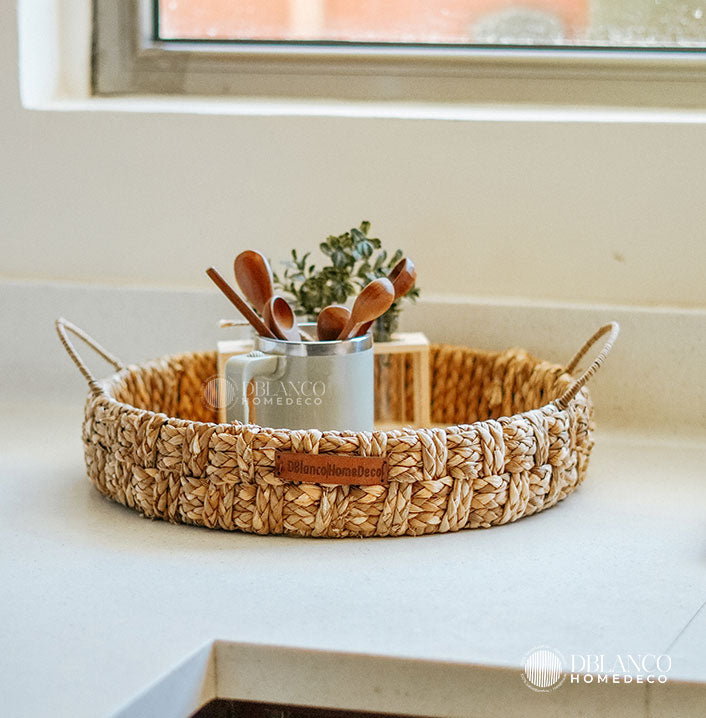 BANDEJAS REDONDA CON BASE DE MADERA