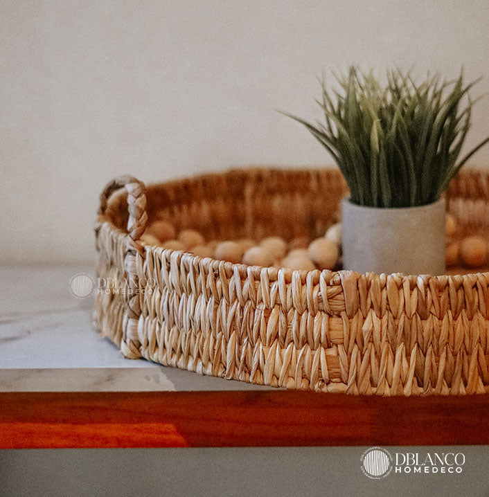 BANDEJAS REDONDA CON BASE DE MADERA