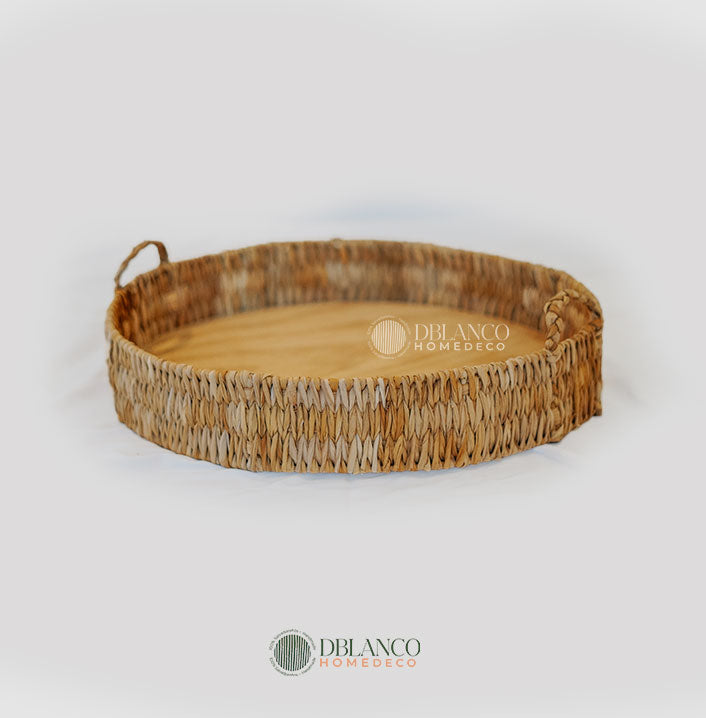 BANDEJAS REDONDA CON BASE DE MADERA