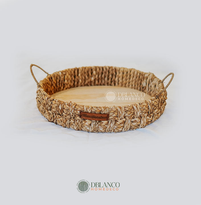 BANDEJAS REDONDA CON BASE DE MADERA