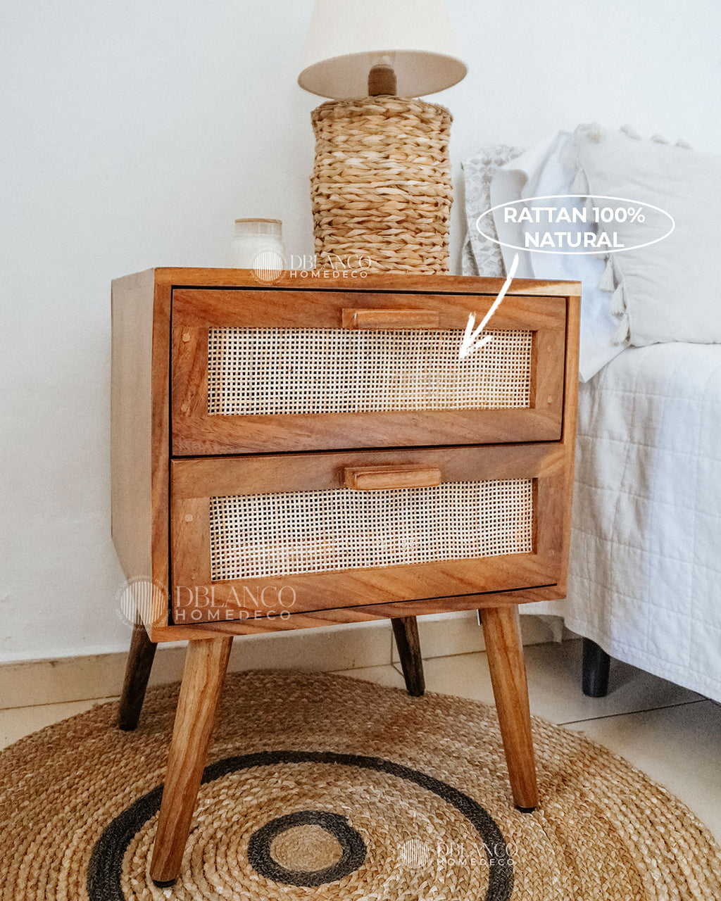 NIGHT STAND RATTAN (MESA DE NOCHE)